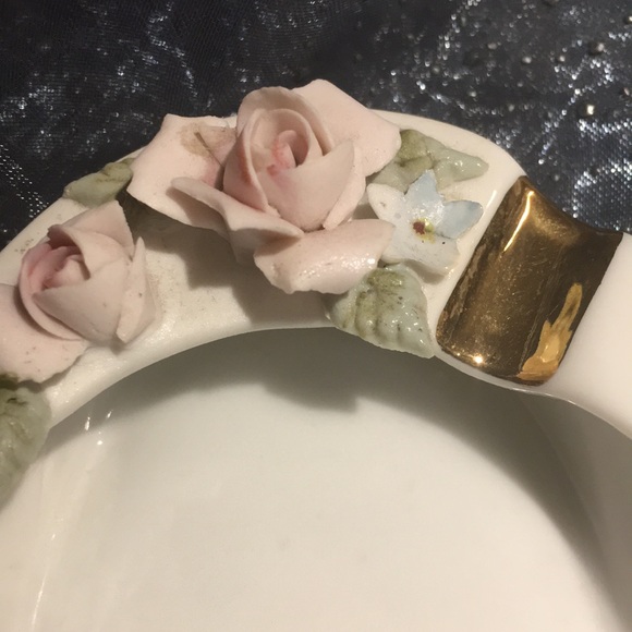 Pair Vintage Lefton China Handpainted Sm Ashtrays - Picture 4 of 8